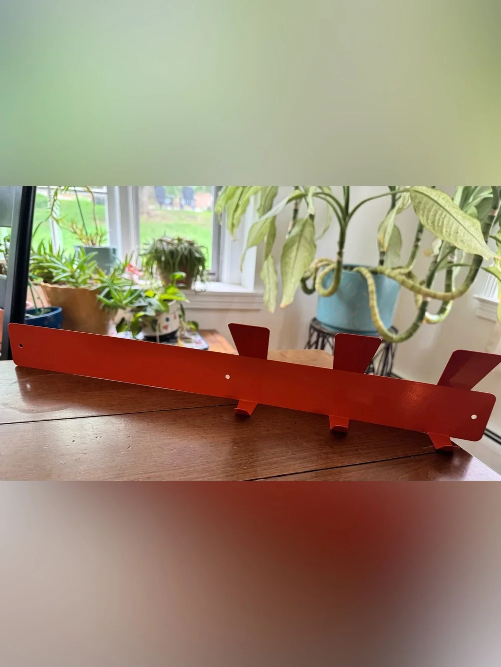 Midcentry Modern Orange Magnatic Metal Wall Hook Rail “Line and Sinker”